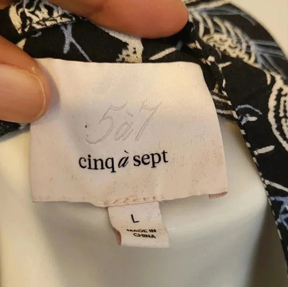 Cinq a Sept Botanical Floral Print Semi Sheer Balloon Sleeve Blouse(L) - Picture 12 of 12